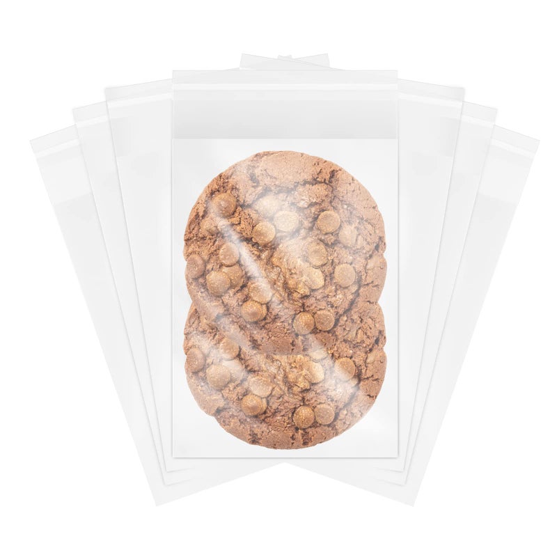 MoloTAR || 200 Pcs 5''x 7'' Clear Resealable Cello/Cellophane Good for Bakery,Adhesive Treat, Candle, Soap, Cookie Poly Bags - Image 1